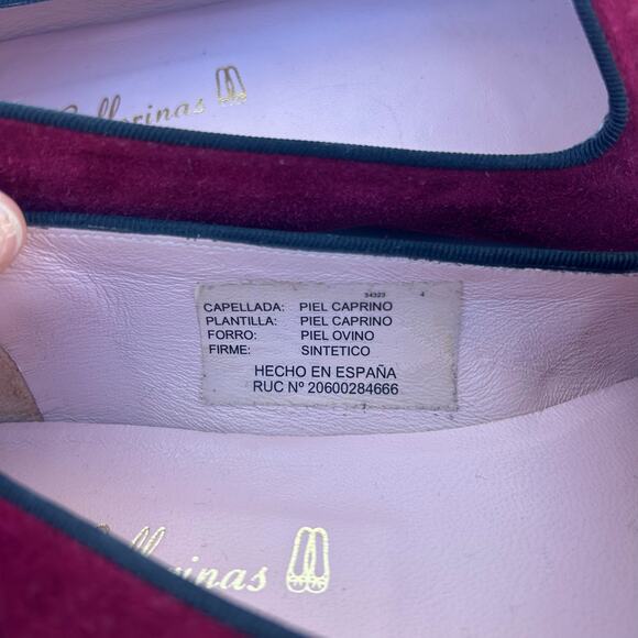 Pretty Ballerinas Burgundy Suede Black Tassel Loafers Preppy 41 Red Flats 10 - Picture 7 of 9